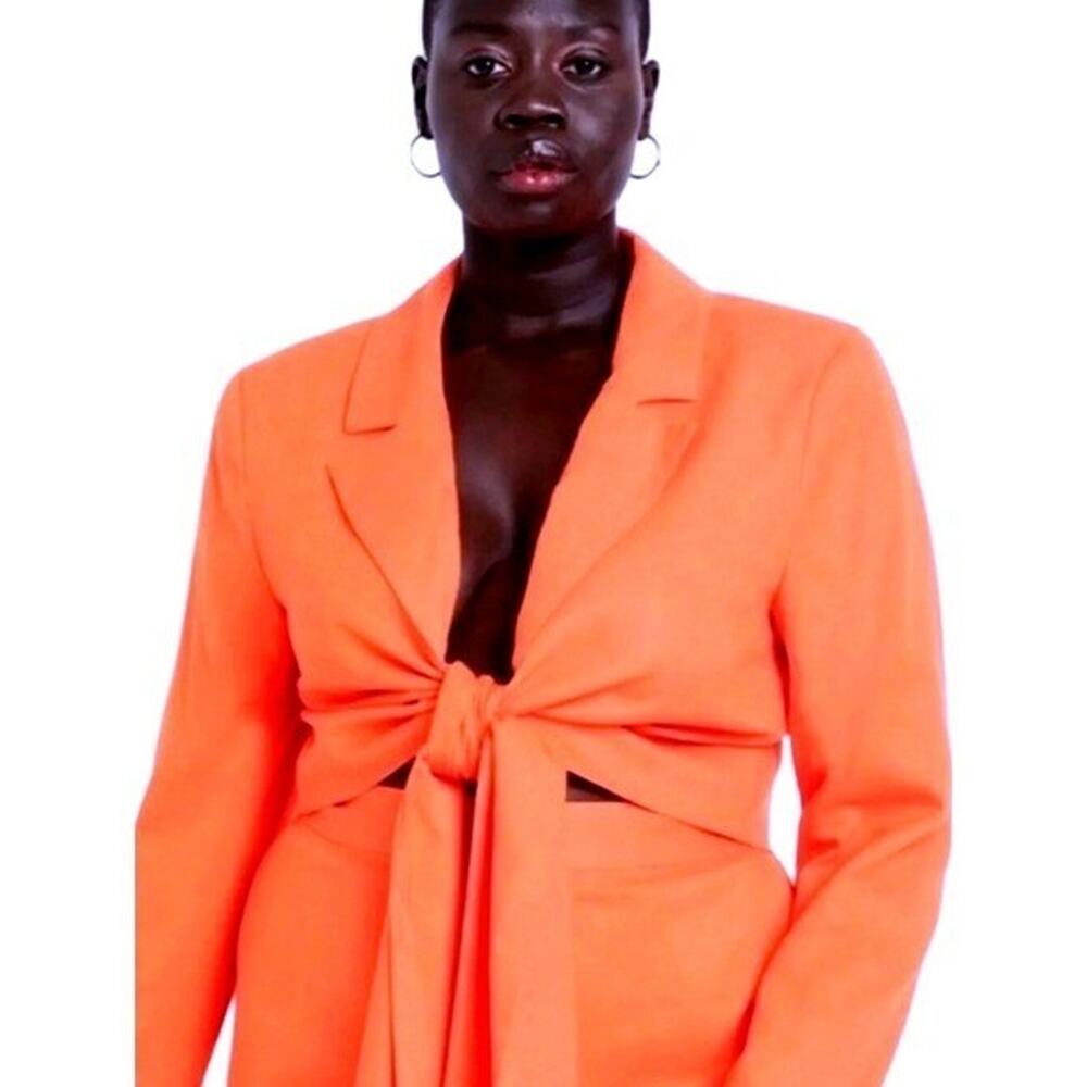 Eloquii Orange Tie Front Cropped Blazer Jacket Plus Size 18 NWT Bold Career Chic